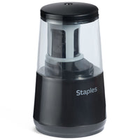 Staples Everyday Dual Powered Moderate Use Pencil Sharpener - Black-Moderate use electric pencil sharpener built for smaller classrooms or offices