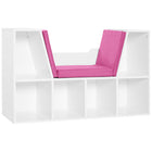HOMCOM 6-Cubby Bookcase with Seat Cushion - Pink-This elegant and stylish bookcase fits well in your home decor