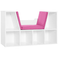 HOMCOM 6-Cubby Bookcase with Seat Cushion - Pink-This elegant and stylish bookcase fits well in your home decor
