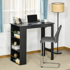 HOMCOM Modern Bar Table for Kitchen, Dining Room, Living Room - Black-The open shelves are armed with side guardrails, preventing items from falling out 