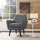 Modway Posit Upholstered Fabric Armchair - Grey-Espresso Stained Rubberwood Legs