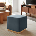 Modway Tilden 17" Square Performance Velvet Upholstered Ottoman - Cadet Blue/Natural-Dense Foam Padding