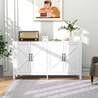 HOMCOM 60" L Farmhouse Kitchen Storage Cabinet - White-Solid particle board construction, metal hinges, and an anti-tip kit for enhanced stability