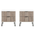 Manhattan Comfort DUMBO 20.07" Modern 2-Drawer Nightstand 2-Piece Set - White/Rustic Grey-Modern-Contemporary with a taste of Glam - Nightstand for Bedroom and Living Room Use. Set of 2