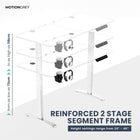 MotionGrey Ergo2 Adjustable Electric Standing Desk with Memory Settings - 55" x 24" - White Top - White Frame-Supports Up to 80 kg - The Motion standing frame is reinforced with thickened steel tubing and strengthened base plates, providing a sturdy and durable platform even at the highest height setting