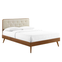 Modway Bridgette Wood Twin Platform Bed with Splayed Legs - Walnut Beige-Twin Platform Bed Frame