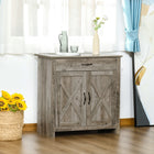 HOMCOM Farmhouse 31.5" L Sideboard Buffet Cabinet with Storage - Ash Grey-Comes with an enclosed cabinet and a drawer for different storage needs