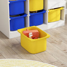 Qaba Toy Storage Organizer Kids Bookshelf with 6 Plastic Bins - Yellow & Blue-Space-saving design fits efficiently in small rooms
