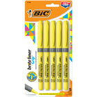 BIC Brite Liner Grip Chisel Tip Pen-Style Highlighters - Yellow - 5 Pack-Chisel tip for broad line highlighting or fine line underlining