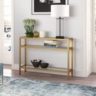 Hudson&Canal Sivil 42"W Console Table - Brass-Hand crafted golden brass finish is applied to the steel frame