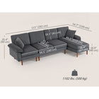 HOMCOM Sectional Sofa with Chaise Lounge - Dark Grey-2 extra pillows and 2 arm cushions add comfort and enhance aesthetics