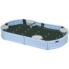 Outsunny Kids Sandbox with Cover, Seat, Sandbox Outdoor, Backyard - Light blue-Equipped with four semicircular seat boards, allowing kids to have a place to sit . 