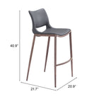 Zuo Ace Barstool - Dark Grey/Walnut - Set of 2-6