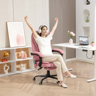 Vinsetto 7-Point Vibration Massage Office Chair with Footrest and Swivel Wheels - Pink-Use massage with a wired remote control that you can store in the side pocket when not in use