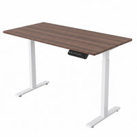 Ezywork 60" Electric Height Adjustable Standing Desk - White Frame / Dark Wood Table Top-Whole piece table top 1" of thickness