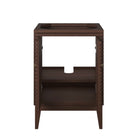 Modway Ledger 24" Wood Bathroom Vanity Cabinet - Walnut-Brass Square Hardware