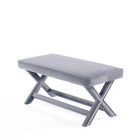 Manhattan Comfort Abigail 42.12" Mid-Century Modern Velvet Upholstered Ottoman Bench - Grey-Leg Height Measures: 16.33 in