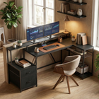 HOMCOM 76" Reversible Gaming Desk with RGB Lights and USB Ports - Black-Built-in power hub charges devices with USB ports