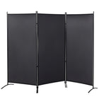 HOMCOM 3 Panel Double Hinged Freestanding Room Divider for Home Office - Charcoal Grey-Three-panel design, great for creating a personal space or dividing up large rooms
