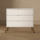 Manhattan Comfort Avira 35" Mid-Century Modern 3-Drawer Dresser - White-Home Assembly Required (All Hardware Included)