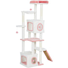PawHut 65" Multi-Level Cat Tree Tower with Condos and Perch - White-This 65" (165 cm) all-in-one centre offers endless fun for multi-cat families 