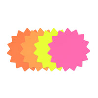 Cosco Die-Cut Paper Signs Round Burst - 4" - Assorted Flourescent Colors - 60 Pack-These die-cut round burst paper signs feature bright fluorescent colors to grab attention in retail and display settings