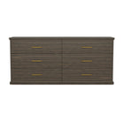 Manhattan Comfort Clifford Traditional 6-Drawer Double Dresser - Walnut-Wood Grain Laminate Finish: Warm, natural wood look with a durable, easy-to-clean surface