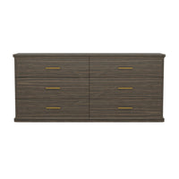 Manhattan Comfort Clifford Traditional 6-Drawer Double Dresser - Walnut-Wood Grain Laminate Finish: Warm, natural wood look with a durable, easy-to-clean surface