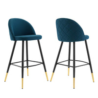 Modway Cordial Fabric Bar Stools - Azure - Set of 2-Retro Modern Bar Stools