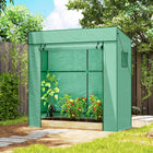 Outsunny Lean-to Tomato Greenhouse with PE Cover - Green- Overlong cover, guy ropes and ground stakes make the greenhouse more stable and secure
 