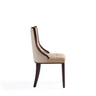 Manhattan Comfort Fifth Avenue 18.5" Traditional Faux Leather and Velvet Upholstered Dining Chair - Tan - Set of 2-Weight Capacity: 300 lb. Seat Height: 18.5"