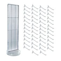 Azar Revolving Studio Base Pegboard Floor Stand - 60" x 16" - Clear-Includes a T-strip sign holder that can be attached to the top of the pegboard display