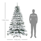 HOMCOM 7.5' Snow-Flocked Artificial Christmas Tree - Green-Base is detachable and foldable for easy storage 