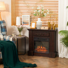 HOMCOM Electric Fireplace Heater with Wood Mantel and Remote Control - Brown-Realistic LED flame effect with 3 adjustable brightness settings 