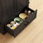 HOMCOM 69" H Tall Kitchen Storage Cabinet with Adjustable Shelves - Black and Brown-Colour: Black, Brown 