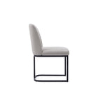 Manhattan Comfort Serena 23.62" Modern Faux Leather Upholstered Dining Chair - Light Grey-Floating Style Chair with Black Semi Circle Metal Base