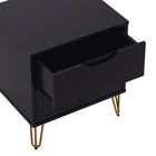 Manhattan Comfort Avira 20" Mid-Century Modern 2-Drawer Nightstand - Black-Sleek metal legs add a contemporary touch and sturdy support