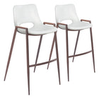 Zuo Desi Barstool - White/Walnut - Set of 2-Armrest support