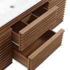Modway Render 48" Wall-Mount Bathroom Vanity - Walnut/White-9