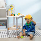 Qaba Kids Tool Bench with Storage Shelf - Construction Work Shop Toy - Multicoloured - Set of 31-Has a hanging area and a shelf for storage to keep your tools organized 