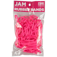 JAM Paper Durable Rubber Bands - Size 64 - Pink - 100 Pack-Colour: Pink | Colourful Elastic Rubberbands