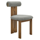 Modway Torian Boucle Fabric Dining Chair - Walnut Light Grey - Set of 2-Assembly Required