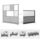 Luxor Modular Wall Extension - 53" W x 48" H - Wide Black Frame, Frosted Acrylic, Cool Grey PET-Frosted acrylic and PET acoustic panel design
