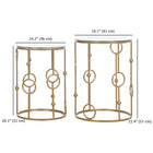 HOMCOM Round Nesting Coffee Table- Gold - Set of 2-Color: Gold