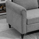 HOMCOM Loveseat Sofa with Curved Armrests - Light Grey-Adjustable foot pads ensure stability on uneven surfaces