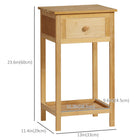 HOMCOM Side Table- Natural Wood - Set of 2-Drawer with handle and open shelf provide ample storage space