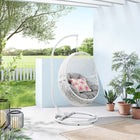 Modway Encase Outdoor Patio Rattan Swing Chair - White Grey-Synthetic Rattan Weave