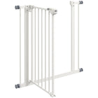PawHut 29"-32" Wide Pet Gate with Door Dog Barrier Indoor for Stairs - White-Adjustable width, suitable for different sizes
