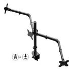 Rocelco DM3 Double Articulated Triple Desktop Monitor Mount, 13"-27", Black-Double articulated arms make it easy to adjust monitor to any desired position.