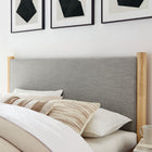 Modway Maven Queen Size Fabric Upholstered Platform Bed - Wheat Oak-Upholstered Headboard and Footboard
